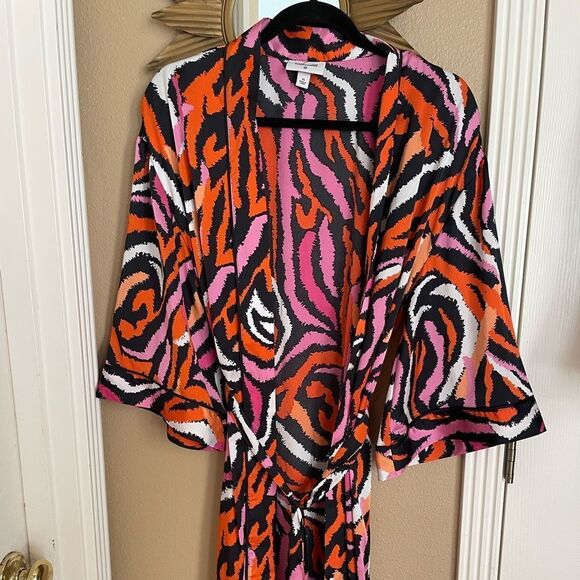 Diane Von Furstenberg Animal Print Colorful Women’s Robe XS - Picture 1 of 15